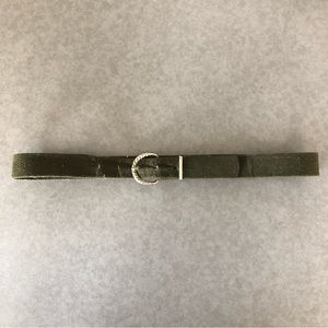 Vintage moss green fabric belt with metal buckle